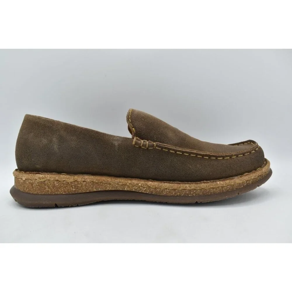Born Mens Size 10.5 Baylor Taupe Distressed Suede Slip On‎ Loafers Shoes
